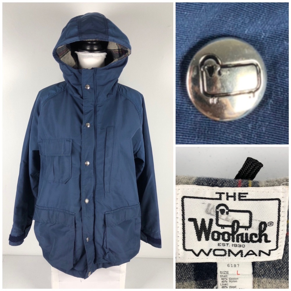 Woolrich Womens Large Jacket Cotton Nylon Blend Hood Made In USA Vintage Parka